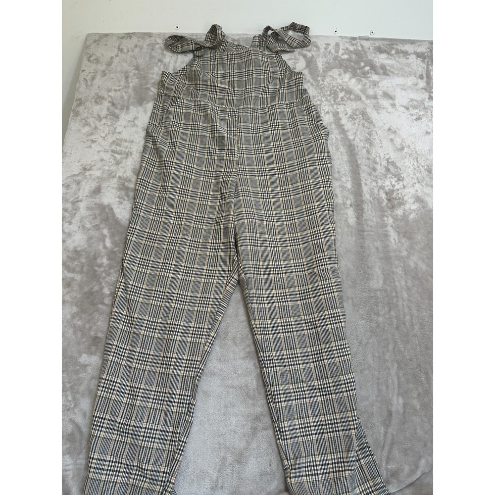 Cotton On Overalls Womens Size Large Multicolor Plaid Sleeveless Pockets EUC
